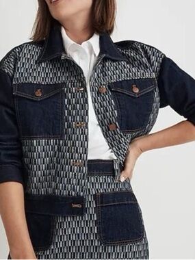 Madewell Boxy Jacquard Denim Jacket - Dark Indigo